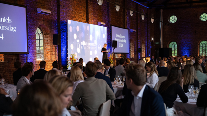 Scenen på avstånd med publik i förgrund